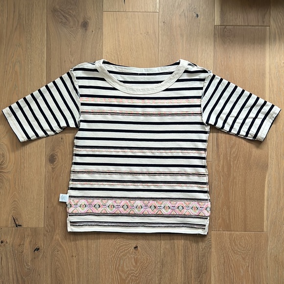 J. CREW Stitchwork Stripe Boat Neck 1/2 Sleeve Shirt Neon Embroidery - Small - Picture 9 of 14